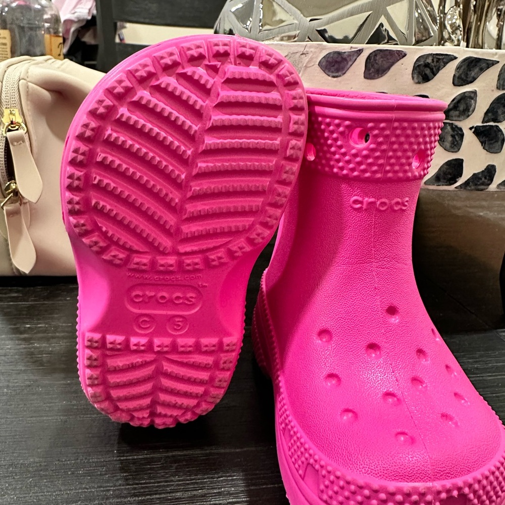 CROCS Pink Rain & Snow Boots with Waterproof Design